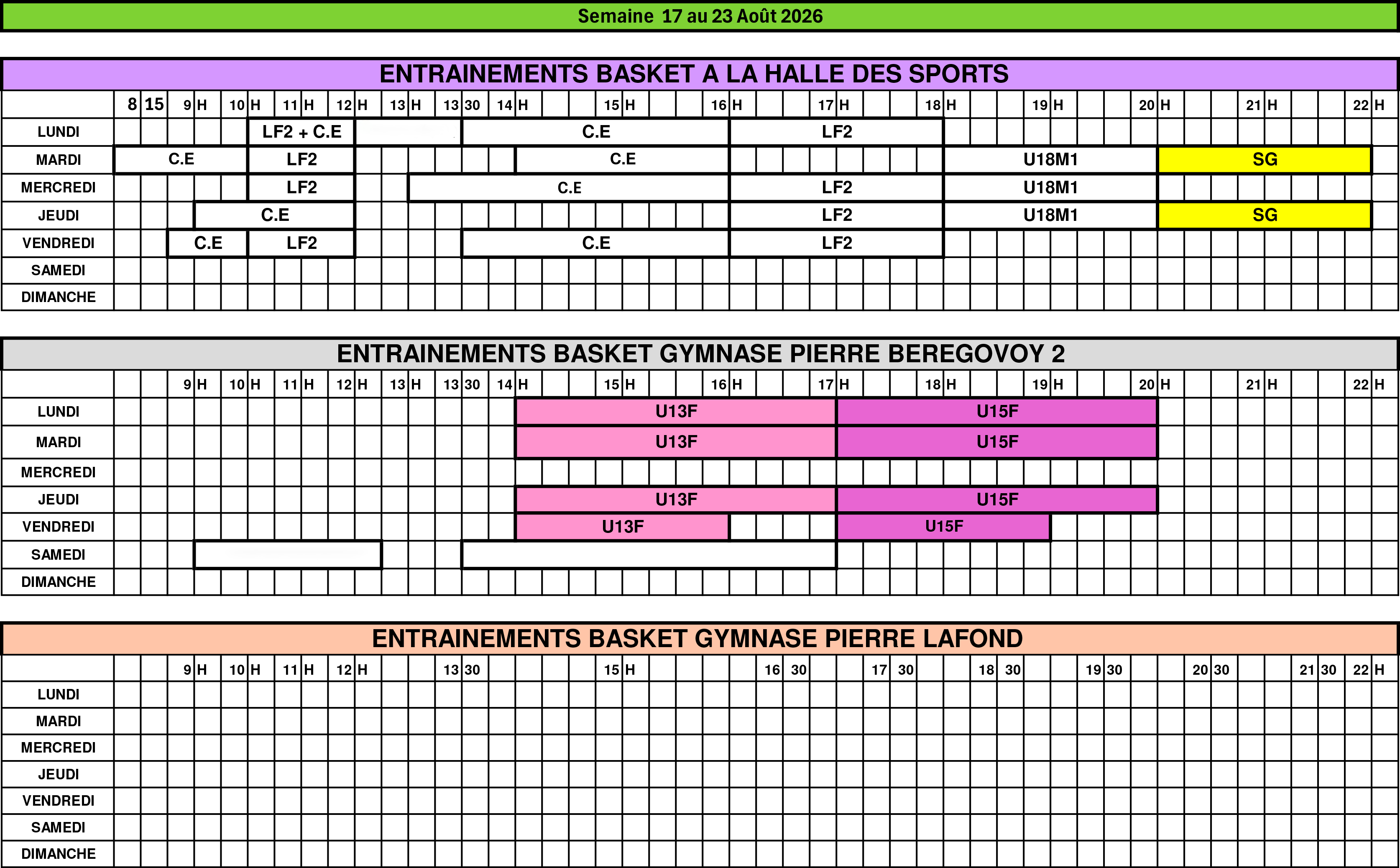 Reprise entraînement semaine 34